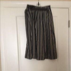 J Crew Midi Black and White Striped A-Line Skirt